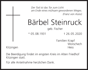 Anzeige von Bärbel Steinruck von MGO