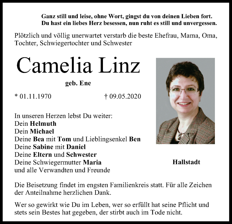  Traueranzeige für Camelia Linz vom 12.05.2020 aus MGO