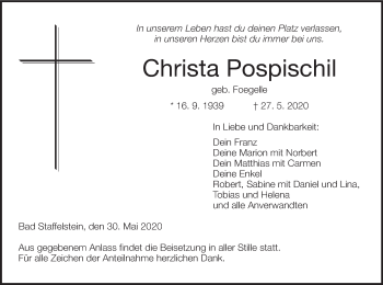 Anzeige von Christa Pospischil von MGO