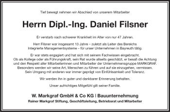 Anzeige von Daniel Filsner von MGO