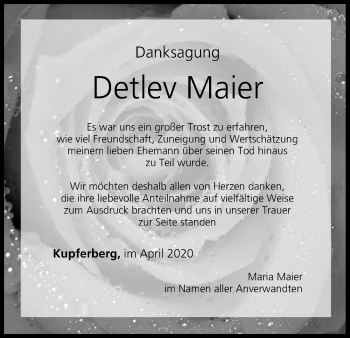 Anzeige von Detlev Maier von MGO