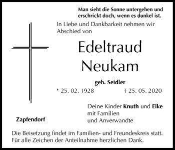 Anzeige von Edeltraud Neukam von MGO