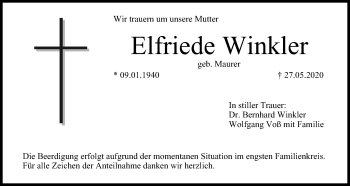 Anzeige von Elfriede Winkler von MGO