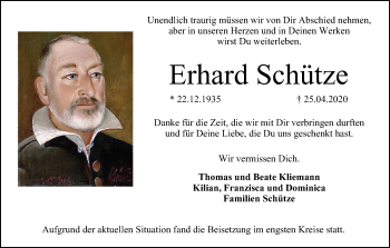 Anzeige von Erhard Schütze von MGO