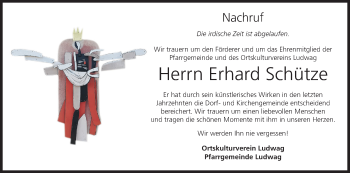 Anzeige von Erhard Schütze von MGO