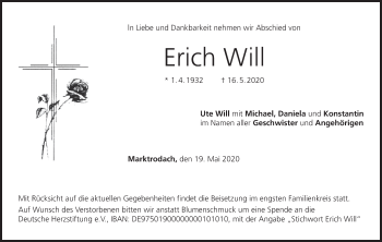 Anzeige von Erich Will von MGO