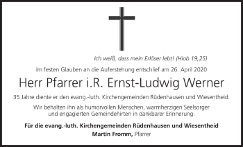 Anzeige von Ernst-Ludwig Werner von MGO