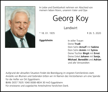 Anzeige von Georg Koy von MGO