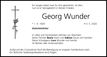 Anzeige von Georg Wunder von MGO