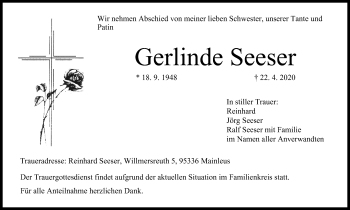 Anzeige von Gerlinde Seeser von MGO