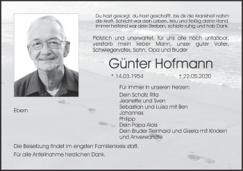 Anzeige von Günter Hofmann von MGO