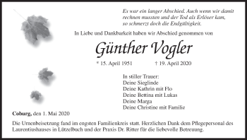 Anzeige von Günther Vogler von MGO