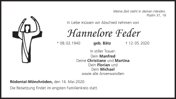 Anzeige von Hannelore Feder von MGO