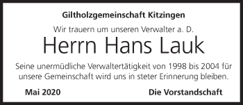 Anzeige von Hans Lauk von MGO