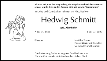 Anzeige von Hedwig Schmitt von MGO