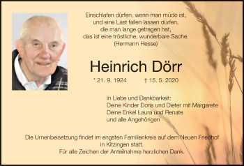 Anzeige von Heinrich Dörr von MGO