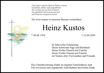 Anzeige von Heinz Kustos von MGO