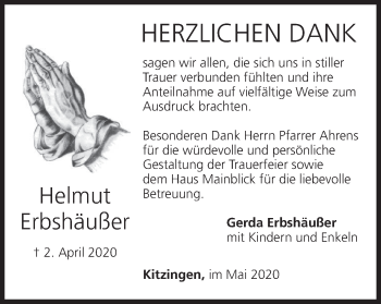 Anzeige von Helmut Erbshäußer von MGO