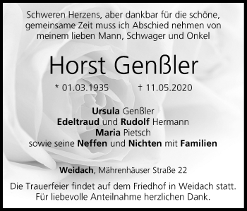 Anzeige von Horst Genßler von MGO