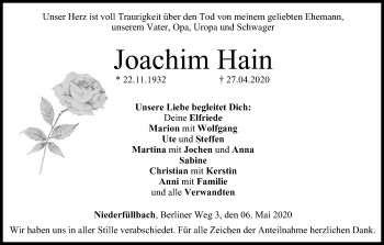 Anzeige von Joachim Hain von MGO