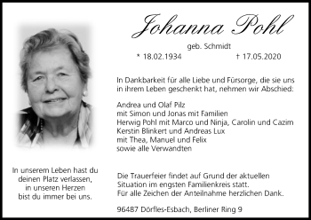 Anzeige von Johanna Pohl von MGO