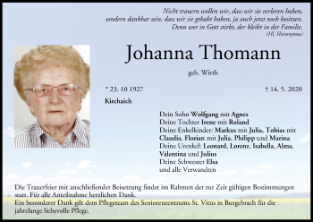 Anzeige von Johanna Thomann von MGO