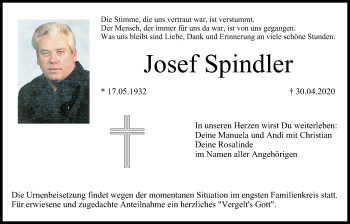 Anzeige von Josef Spindler von MGO