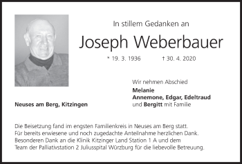 Anzeige von Joseph Weberbauer von MGO