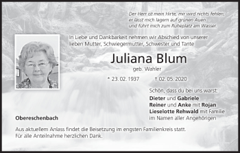 Anzeige von Juliana Blum von MGO