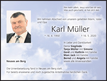 Anzeige von Karl Müller von MGO