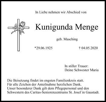 Anzeige von Kunigunda Menge von MGO
