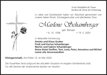 Anzeige von Marlene Schamberger von MGO