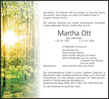 Anzeige von Martha Ott von MGO