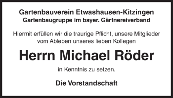Anzeige von Michael Röder von MGO