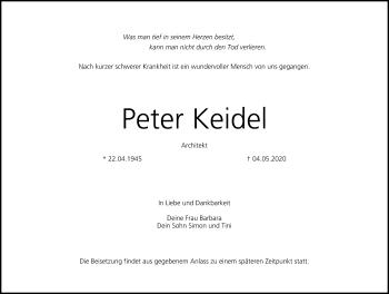 Anzeige von Peter Keidel von MGO