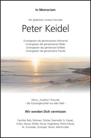 Anzeige von Peter Keidel von MGO