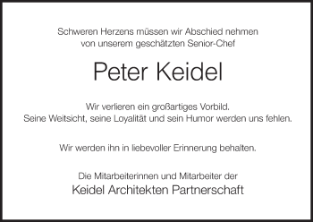 Anzeige von Peter Keidel von MGO