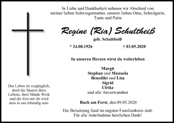 Anzeige von Regine Schultheiß von MGO