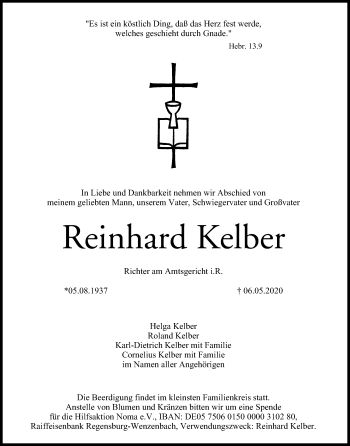 Anzeige von Reinhard Kelber von MGO