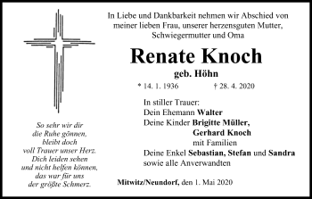 Anzeige von Renate Knoch von MGO