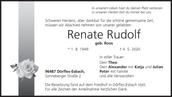 Anzeige von Renate Rudolf von MGO
