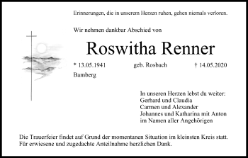 Anzeige von Roswitha Renner von MGO
