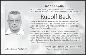 Anzeige von Rudolf Beck von MGO