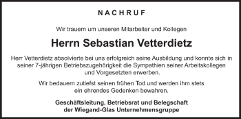 Anzeige von Sebastian Vetterdietz von MGO