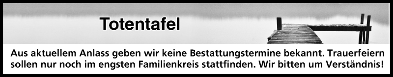  Traueranzeige für Totentafel vom 30.05.2020 vom 30.05.2020 aus MGO
