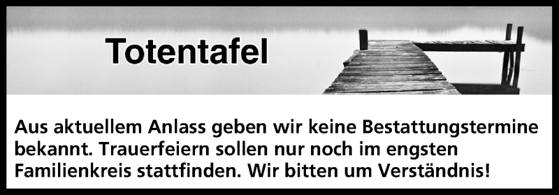 Traueranzeige für Totentafel vom 30.05.2020 vom 30.05.2020 aus MGO