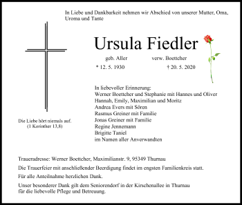 Anzeige von Ursula Fiedler von MGO