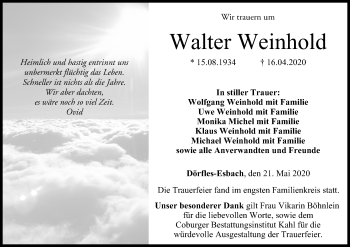 Anzeige von Walter Weinhold von MGO