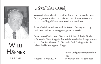 Anzeige von Willi Häfner von MGO