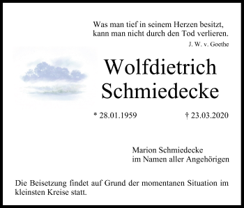 Anzeige von Wolfdietrich Schmiedecke von MGO
